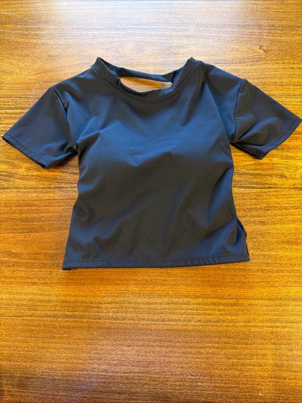 Black Women's Short Sleeve Crop Top Cutout Back